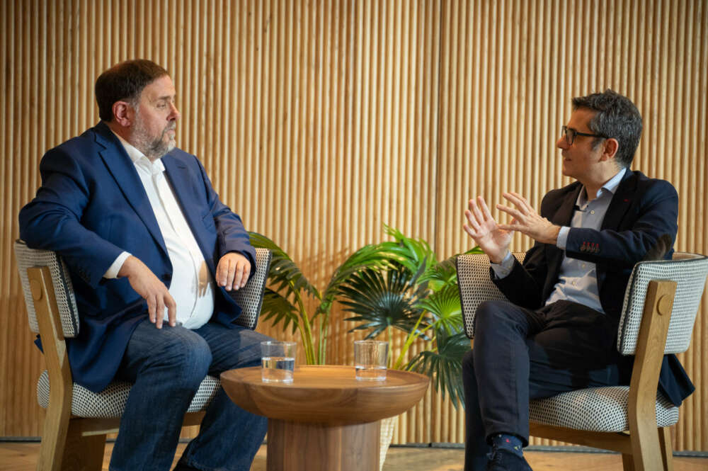 Oriol Junqueras y Félix Bolaños durante su reunión ayer en Barcelona | Foto de ERC